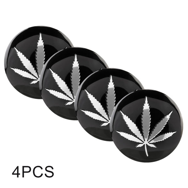 4 PCS Car-Styling Silver Leaves Pattern Metal Wheel Hub Decorative Sticker, Diameter: 5.8cm