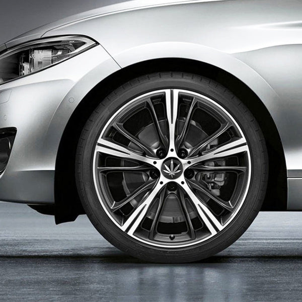 4 PCS Car-Styling Silver Leaves Pattern Metal Wheel Hub Decorative Sticker, Diameter: 5.8cm