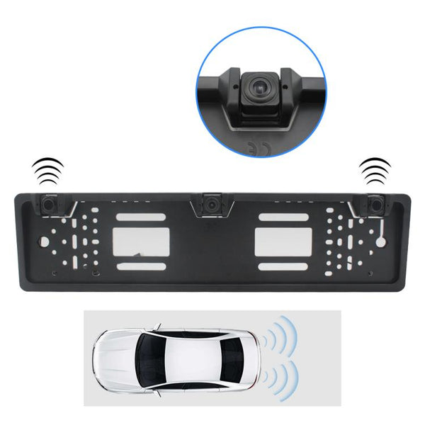 PZ600-L Europe Car License Plate Frame Rear View Camera Visual Rear View Parking System with 2 Reversing Radar Detector