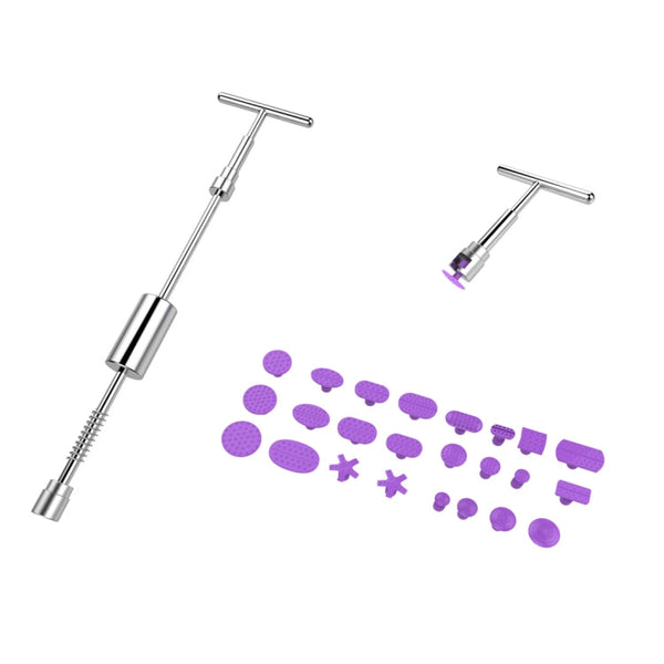 Auto Repair Body Tool Kit PDR Dent Paintless Repair Tools Dent Puller Slide Hammer Reverse Hammer Aluminum Suction Cups for Dent, Without Red T handle
