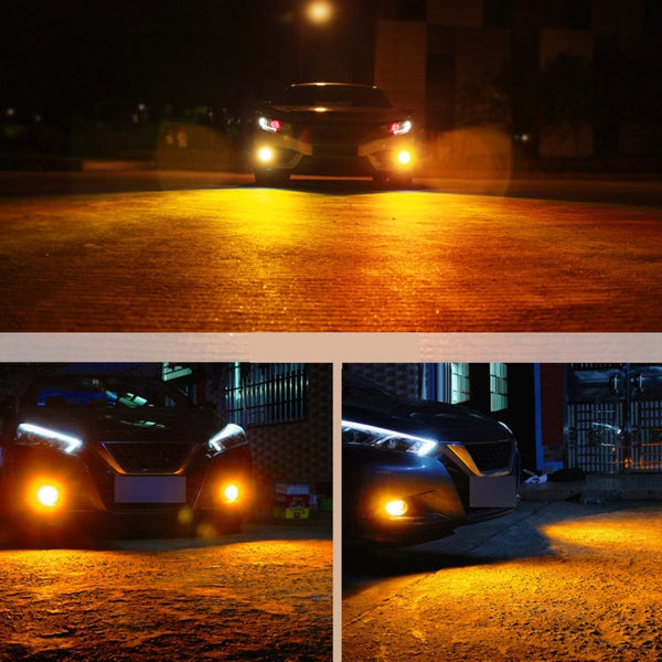 2 PCS Super Bright PSX24W DC 12V 5W 350LM Auto Car Fog Light with 16 SMD-3030 LED Bulbs Lamp, White + Yellow Light