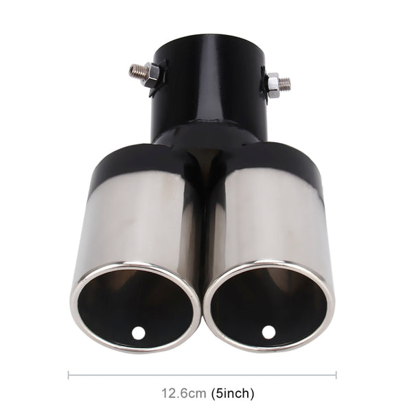 Universal Car Styling Stainless Steel Curved Double Outlets Exhaust Tail Muffler Tip Pipe