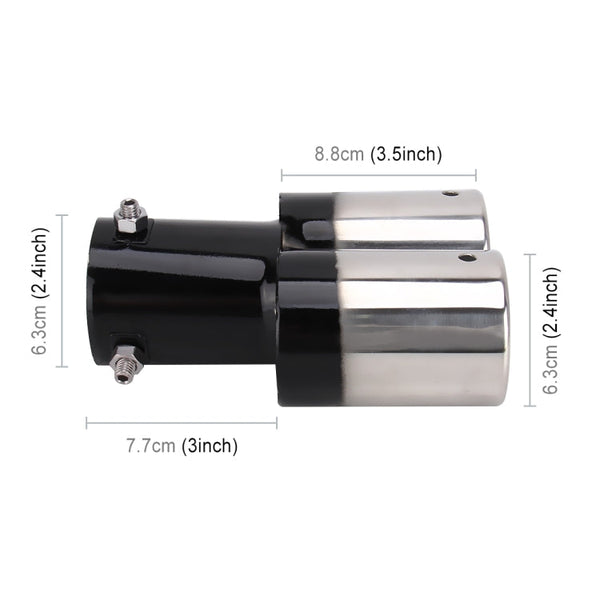 Universal Car Styling Stainless Steel Straight Double Outlets Exhaust Tail Muffler Tip Pipe
