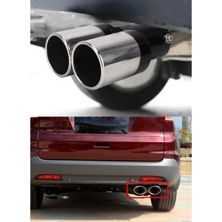 Universal Car Styling Stainless Steel Straight Double Outlets Exhaust Tail Muffler Tip Pipe