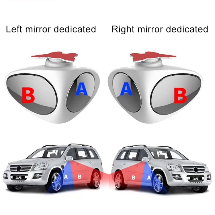 3R-046 360 Degrees Rotatable Right Blind Spot Side Assistant Mirror for Auto Car, Right Black, Right White