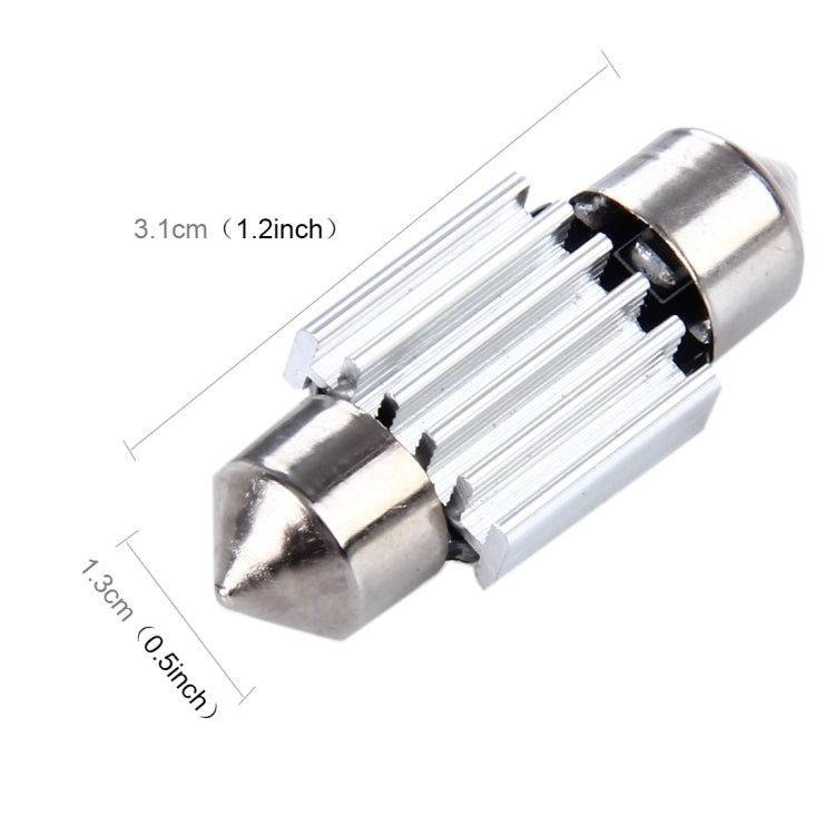 2 PCS 3W 200 LM 6000K 31MM 8 SMD-2835 LEDs Bicuspid Port Decoding Car Dome Lamp LED Reading Light, DC 12V