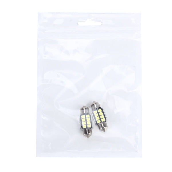 2 PCS 3W 200 LM 6000K 31MM 8 SMD-2835 LEDs Bicuspid Port Decoding Car Dome Lamp LED Reading Light, DC 12V