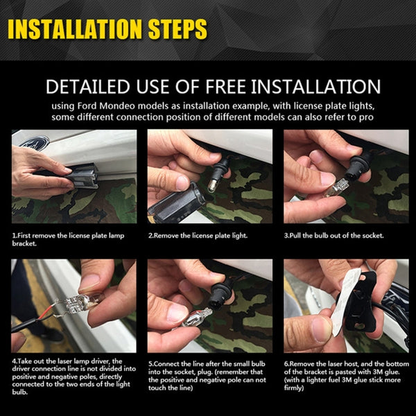 200mW Universal Car And Motorcycle Rear-end Alarm 650nM Laser Fog Anti-Collision Warning Lamp with Six Pattern, DC 8-36V Cable Length: 60cm