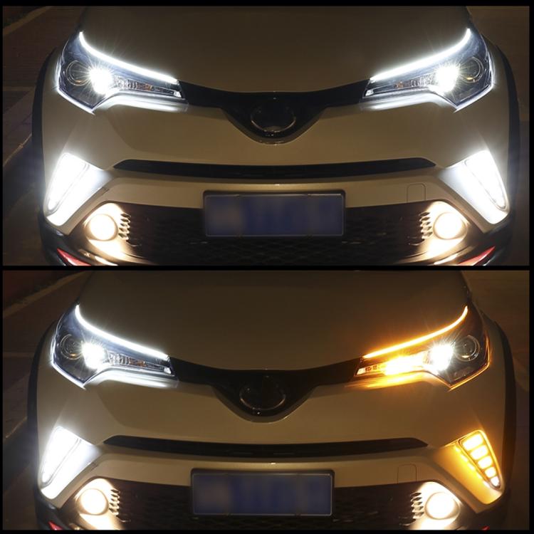 2 PCS 60cm DC12V 7.5W Ultra-thin Waterproof Car Auto Double Colors Turn Lights / Running Lights SMD-2835 LED Bulbs (Turn Lights: Yellow Light; Running Lights: Ice Blue Light)