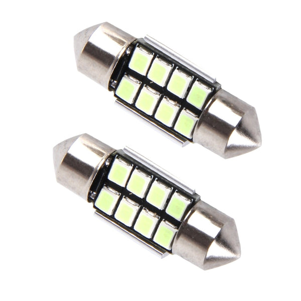 2 PCS DC 12V 2W 31MM 8 SMD-3528 LEDs Bicuspid Port Decoding Car Dome Lamp LED Reading Light