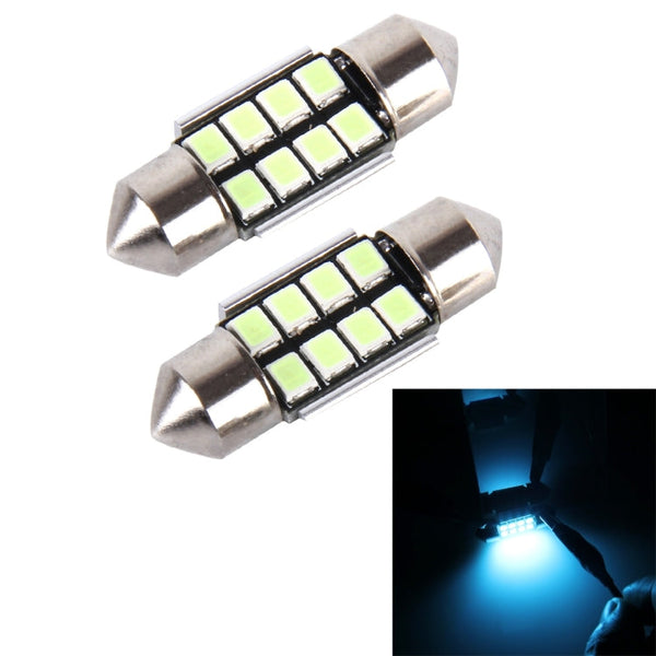2 PCS DC 12V 2W 31MM 8 SMD-3528 LEDs Bicuspid Port Decoding Car Dome Lamp LED Reading Light