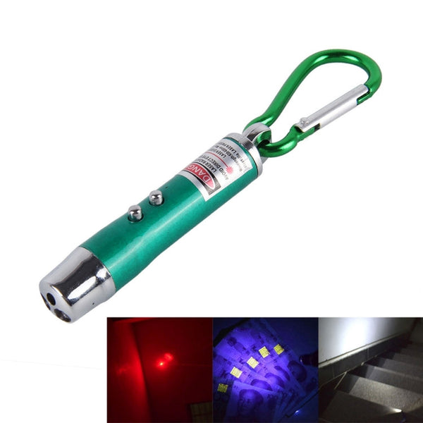 2pcs Outdoor Keychain Metal Shell Mini LED Flashlight Laser Light with Money Detecting