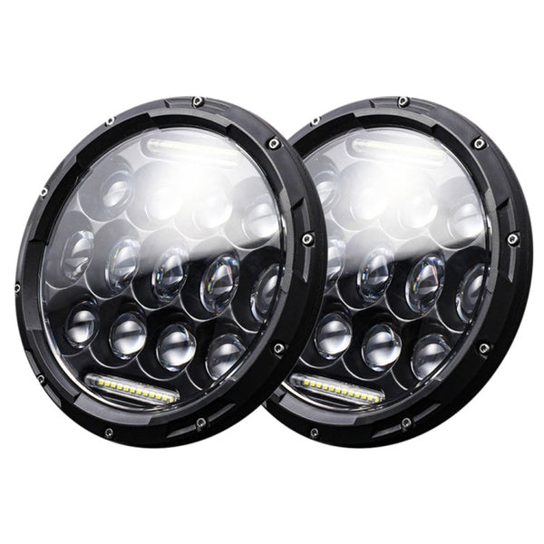 2 PCS 7 inch DC10-48V 36W 6000K Harley Motorcycle Headlight with 12 SMD-5630-LED Lamps and 12 Crystal Lamp Beads