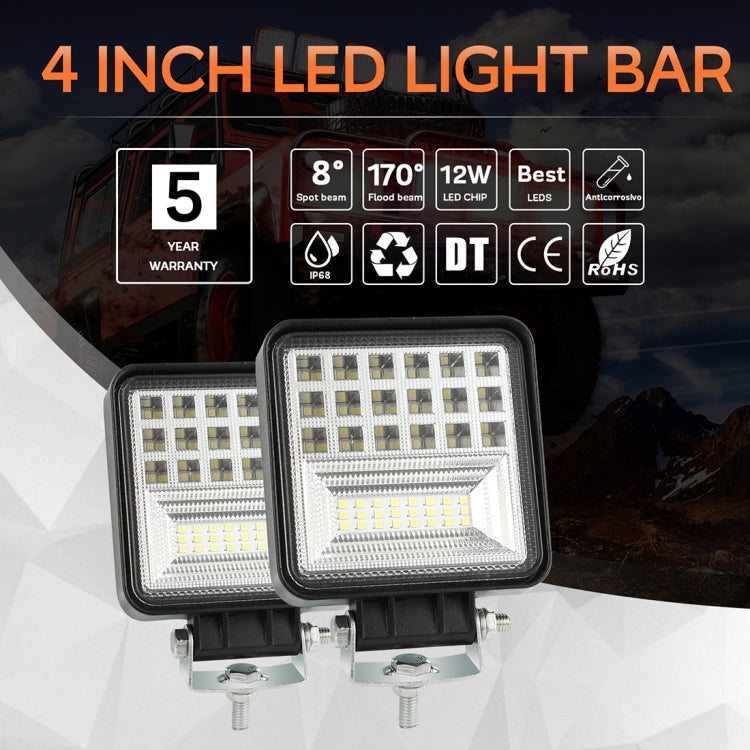 2 PCS 4 inch 20W Spot / Flood Light White Light Square-Shaped Waterproof Car SUV Work Lights Spotlight LED Bulbs, DC 9-30V