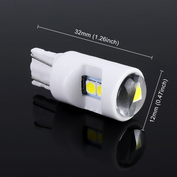 2 PCS T10 / W5W / 194 DC 12V 1.2W 6LEDs SMD-3030 Car Reading Lamp Clearance Light, with Projector Lens Light