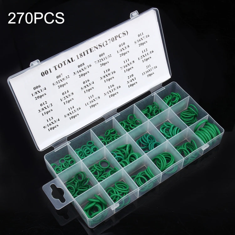 270 PCS Car Auto Vehicle 18 Sizes Assortment Kit Air Conditioning HNBR Seal O-Ring Set, 270 PCS Green, 270 PCS Purple