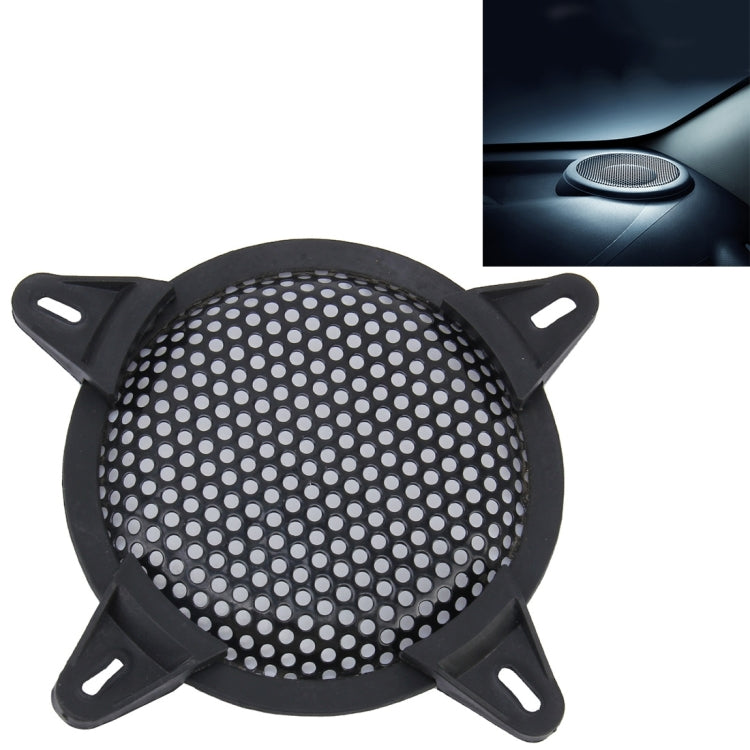 5 inch Car Auto Metal Mesh Black Round Hole Subwoofer Loudspeaker Protective Cover Mask Kit with Fixed Holder, 5 Inch