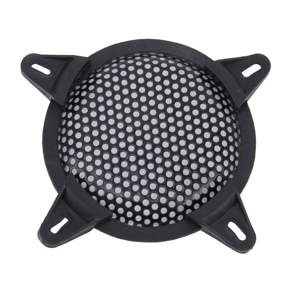 5 inch Car Auto Metal Mesh Black Round Hole Subwoofer Loudspeaker Protective Cover Mask Kit with Fixed Holder, 5 Inch