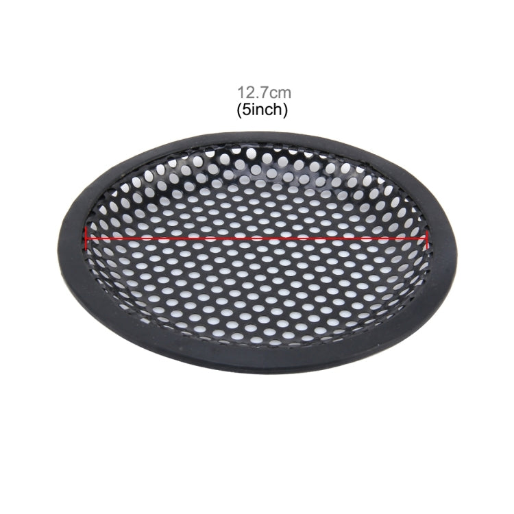 5 inch Car Auto Metal Mesh Black Round Hole Subwoofer Loudspeaker Protective Cover Mask Kit with Fixed Holder, 5 Inch