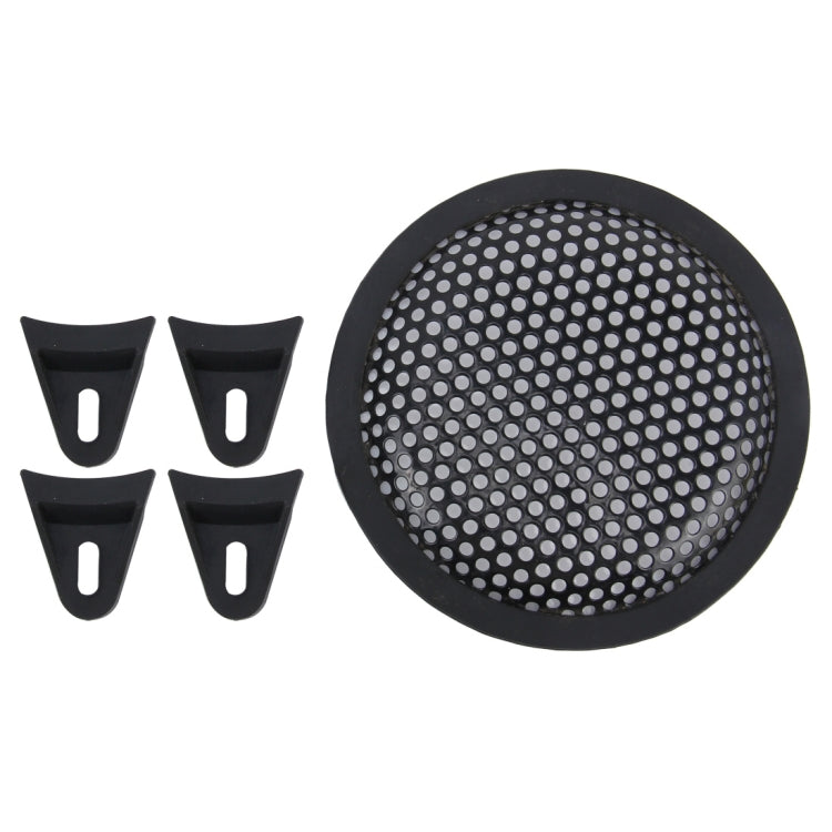 5 inch Car Auto Metal Mesh Black Round Hole Subwoofer Loudspeaker Protective Cover Mask Kit with Fixed Holder, 5 Inch