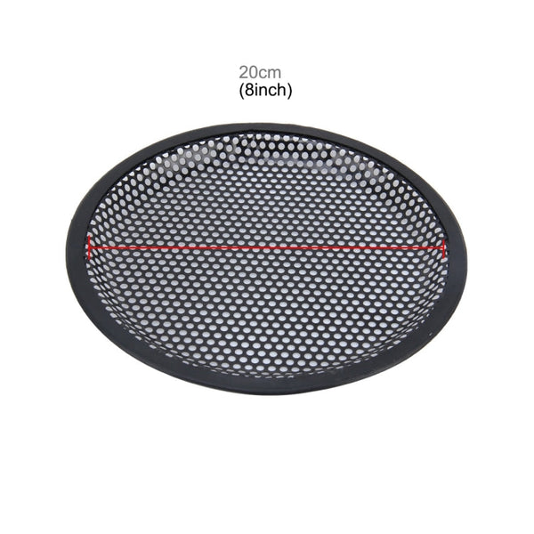 8 inch Car Auto Metal Mesh Black Round Hole Subwoofer Loudspeaker Protective Cover Mask Kit with Fixed Holder, 8 Inch