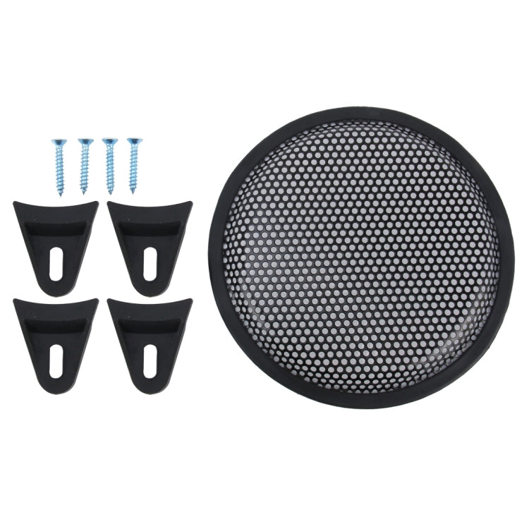8 inch Car Auto Metal Mesh Black Round Hole Subwoofer Loudspeaker Protective Cover Mask Kit with Fixed Holder, 8 Inch