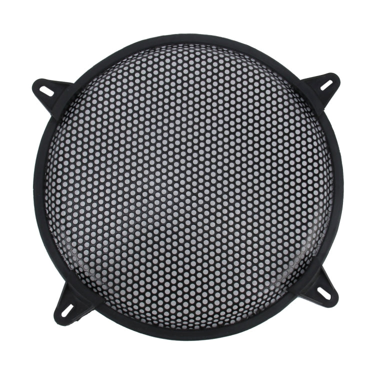 12 inch Car Auto Metal Mesh Black Round Hole Subwoofer Loudspeaker Protective Cover Mask Kit with Fixed Holder, 12 Inch