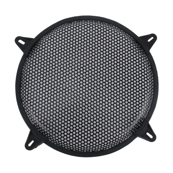 12 inch Car Auto Metal Mesh Black Round Hole Subwoofer Loudspeaker Protective Cover Mask Kit with Fixed Holder, 12 Inch