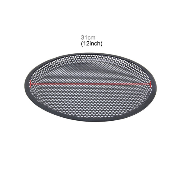 12 inch Car Auto Metal Mesh Black Round Hole Subwoofer Loudspeaker Protective Cover Mask Kit with Fixed Holder, 12 Inch