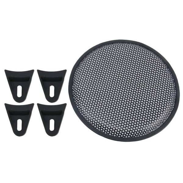 12 inch Car Auto Metal Mesh Black Round Hole Subwoofer Loudspeaker Protective Cover Mask Kit with Fixed Holder, 12 Inch