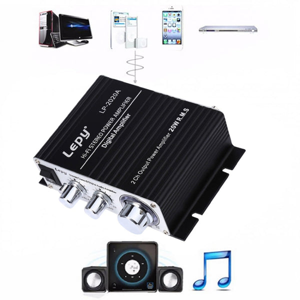 LP-2020A Car / Household HIFI Amplifier Audio, Support MP3, UK Plug with 3A Power Supply, UK Plug