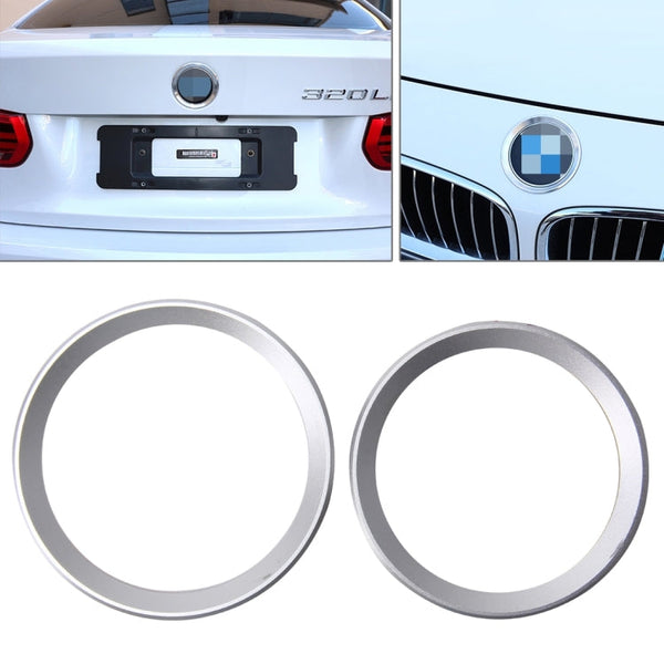 2 PCS/Set Zinc Alloy Steering Wheel Decoration Ring Sticker Logo Car Styling Modification Car Front Logo Ring Decoration Rear Cover Trim Hood Emblem Rings for BMW 3 Series
