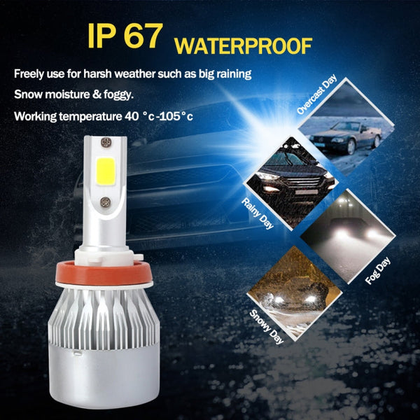 2 PCS H7 18W 1800 LM 8000K IP68 Casnbus Constant Current Car LED Headlight with 2 COB Lamps, DC 9-36V