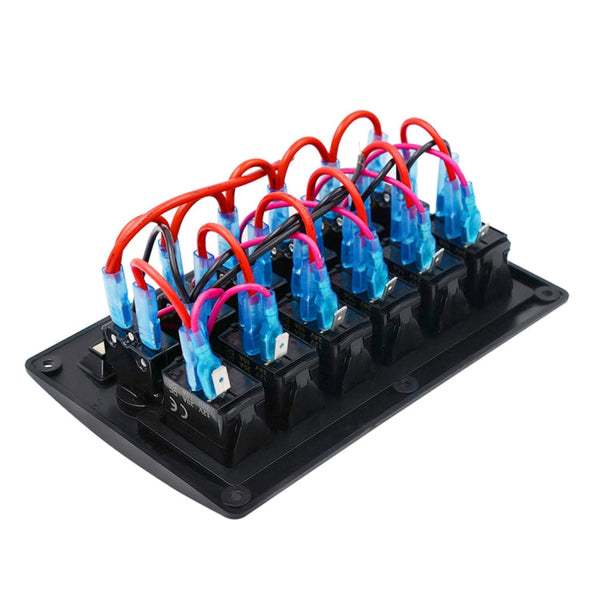 3Pin 6 Way Switches Combination Switch Panel with Light and Projector Lens for Car RV Marine Boat, 3Pin 6 Way
