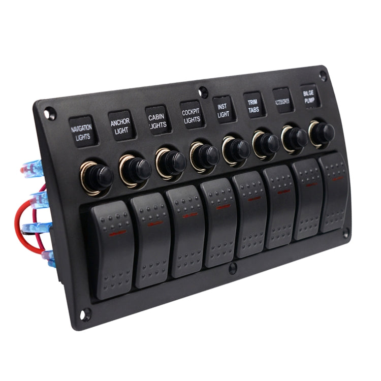 3Pin 8 Way Switches Combination Switch Panel with Light and Projector Lens for Car RV Marine Boat, 3Pin 8 Way
