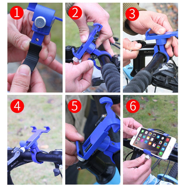 360 Degree Rotatable Aluminum Alloy Phone Bracket for Bicycle, Suitable for 50-100mm Device