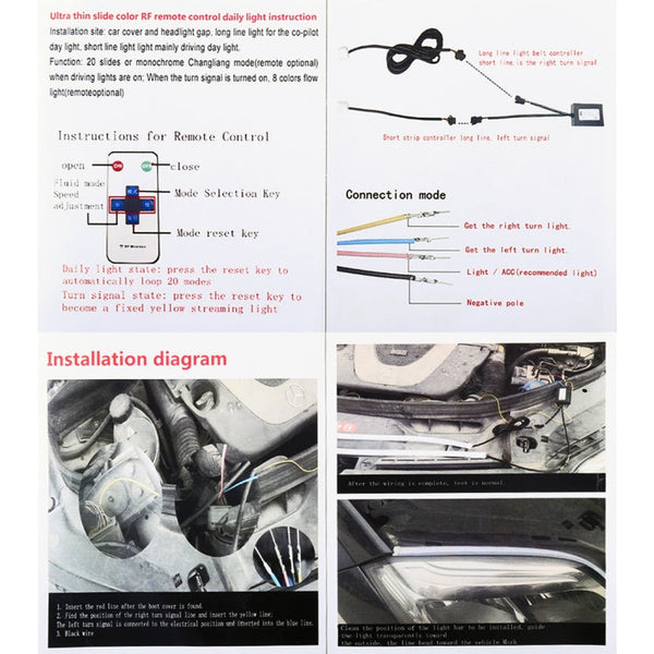 2 PCS 60cm DC12V 19W Ultra-thin Car Colorful Turn Lights / Running Lights SMD-5050 LED Bulbs
