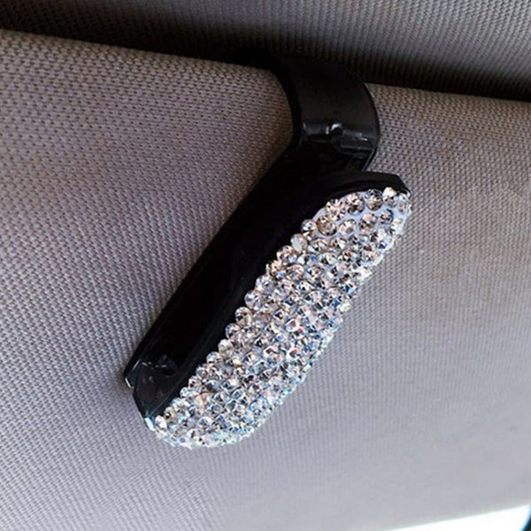 Car Pure Color Diamond Mounted Glasses Bill Clip Holder