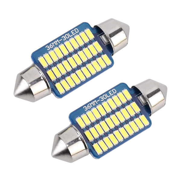 2 PCS 36mm DC12V / 1.5W / 6000K / 100LM 30LEDs SMD-3014 Car License Plate Light / Dome Light, with Decoder