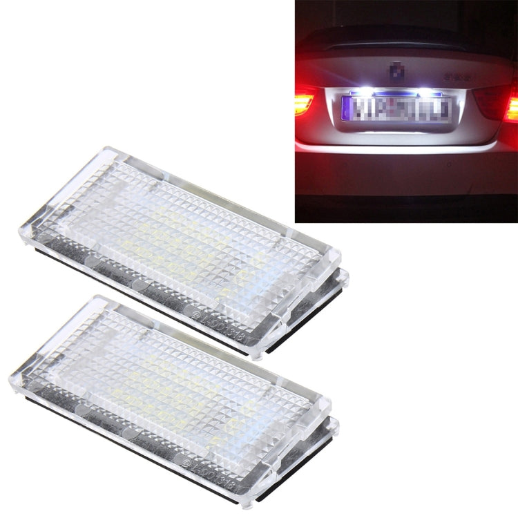 2 PCS License Plate Light with 18  SMD-3528 Lamps for BMW E46 4D 1998-2003，2W 120LM,6000K, DC12V (White Light)