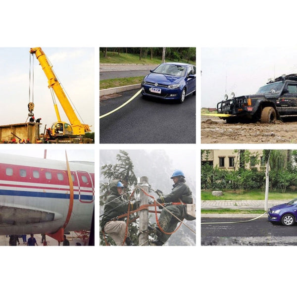 ZONGYUAN ZY-0220 Car 4m×6cm 8 Ton Towing 2 Ton Lifting Rope Straps with Two Hooks High Strength Cable Cord Heavy Duty Recovery Securing Accessories for Cars Trucks, 4m×6cm With Hooks