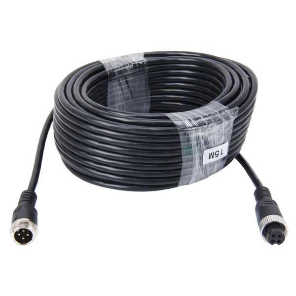 15m M12 4P Aviation Connector Video Audio Extend Cable for CCTV Camera DVR, 15m