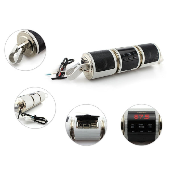 Motorcycle Waterproof Aluminum Shell Bluetooth Handle Stereo Speaker, Support BT/MP3/FM/TF