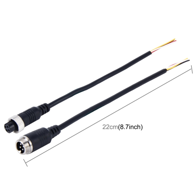 2 PCS M12 Car Auto Monitor Camera DVR Male and Female 4 Pin Video Power Extension Cable Cord, Length: 22cm, 1 in 1 way