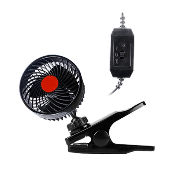 HUXIN HX-T602E 6.5W 4.5inch 360 Degree Adjustable Rotation Clip One Head Low Noise Mini Electric Car Fan with Roller Switch, DC24V