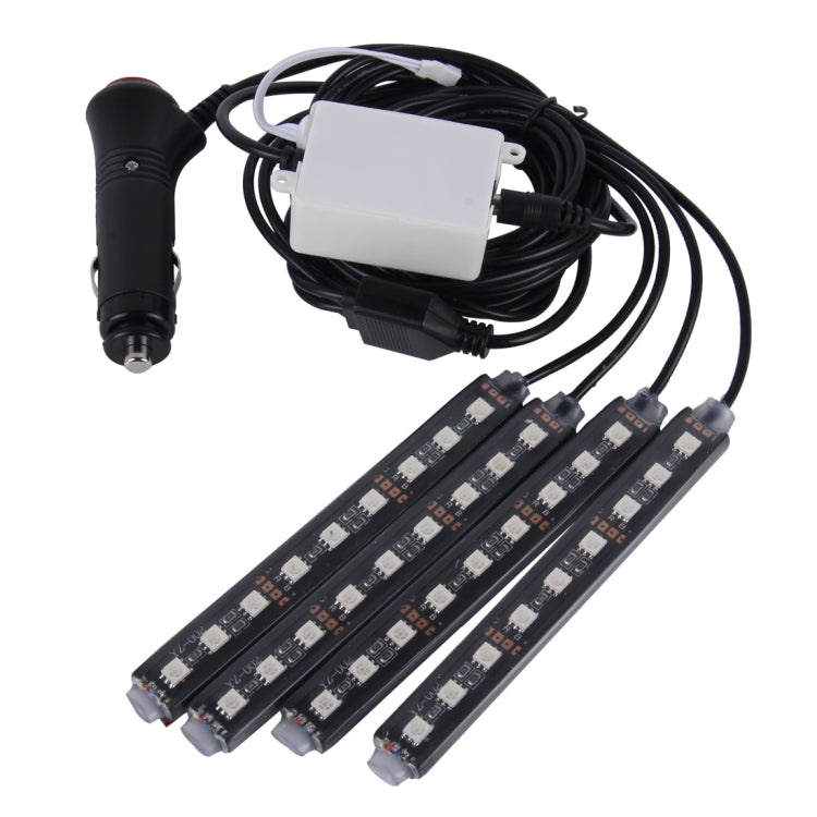 4 in 1 4.5W 36 SMD-5050-LEDs RGB Car Interior Floor Decoration Atmosphere Colorful Neon Light Lamp with Wireless Remote Control, DC 12V, 4.5W RGB Colorful