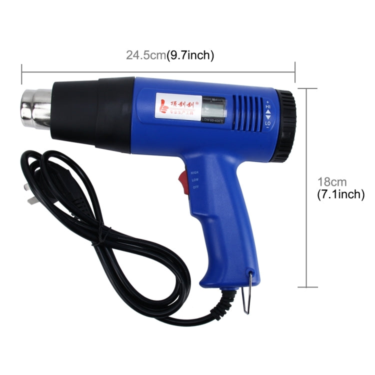 DINGGUAGUA 1800W Industrial Heavy Duty Professional Adjustable Temperature from 50 Degrees Celsius to 650 Degrees Celsius Heat Air Gun Tool with Temperature Display, Temperature Display 50  to 650 Degrees