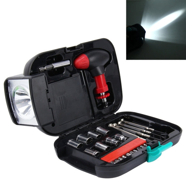 24 PCS Portable Flashlight Tool Box Set - Portable Auto, Home, Emergency Tool Kit with Flashlight, 24 PCS with Flashlight