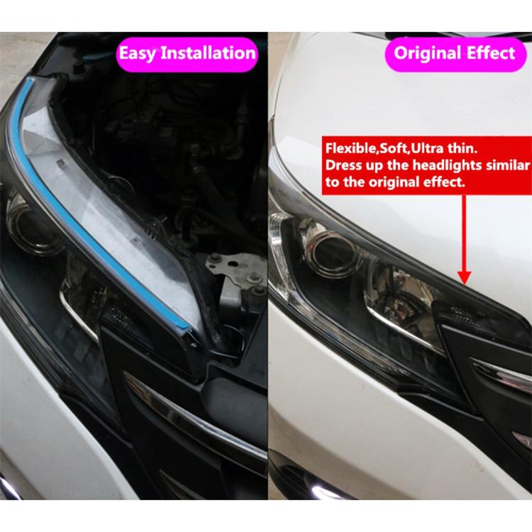 2 PCS 45cm DC12V 5W Ultra-thin Waterproof Car Auto Double Colors Turn Lights / Running Lights SMD-2835 LED Bulbs (Turn Lights: Yellow Light; Running Lights: Blue Light)