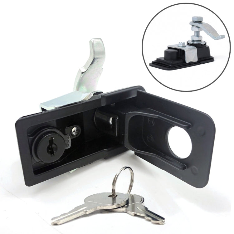 Adjustable Black Paddle Entry Door Latch & Keys Tool Box Lock for Trailer / Yacht / Truck, 1 PCS